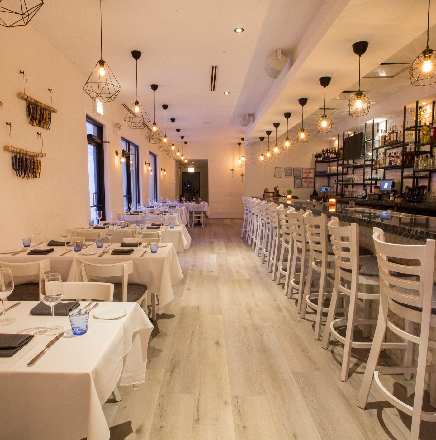 Architectural bar lighting at Avli River North by MCL Electric